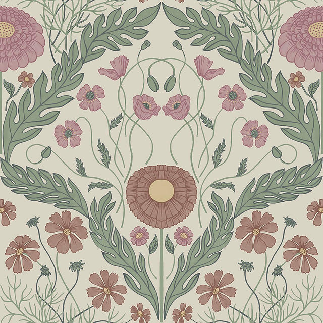 Brewster Home Fashions Marguerite Multicolor Damask Wallpaper