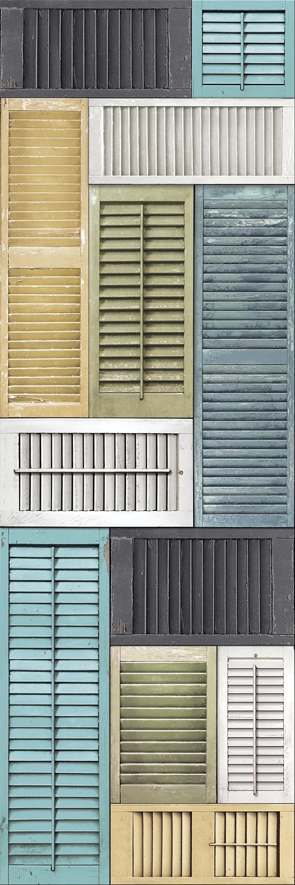 A-Street Prints Salvaged Shutter Blue Distressed Wood Wall Mural