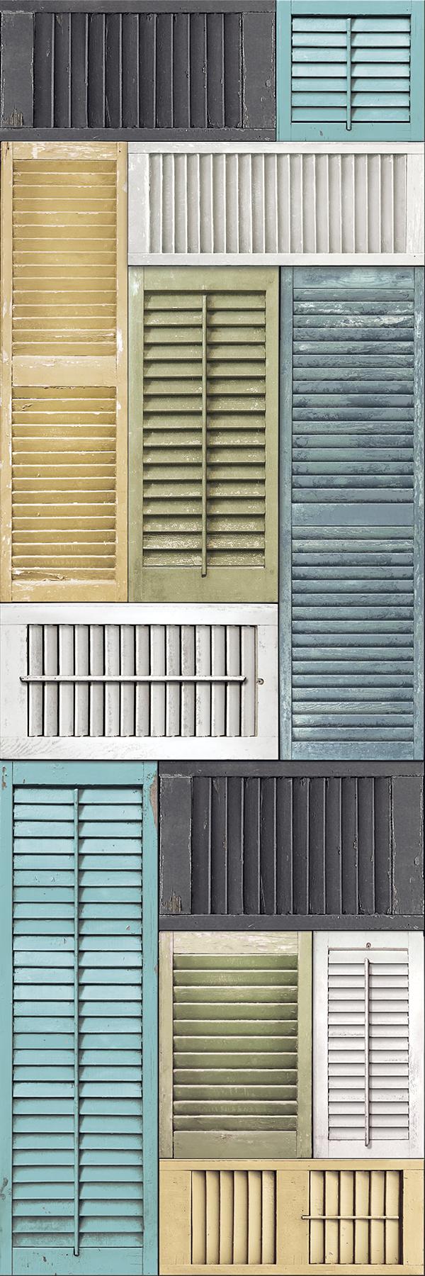 A-Street Prints Salvaged Shutter Distressed Wood Wall Mural Blue Wallpaper