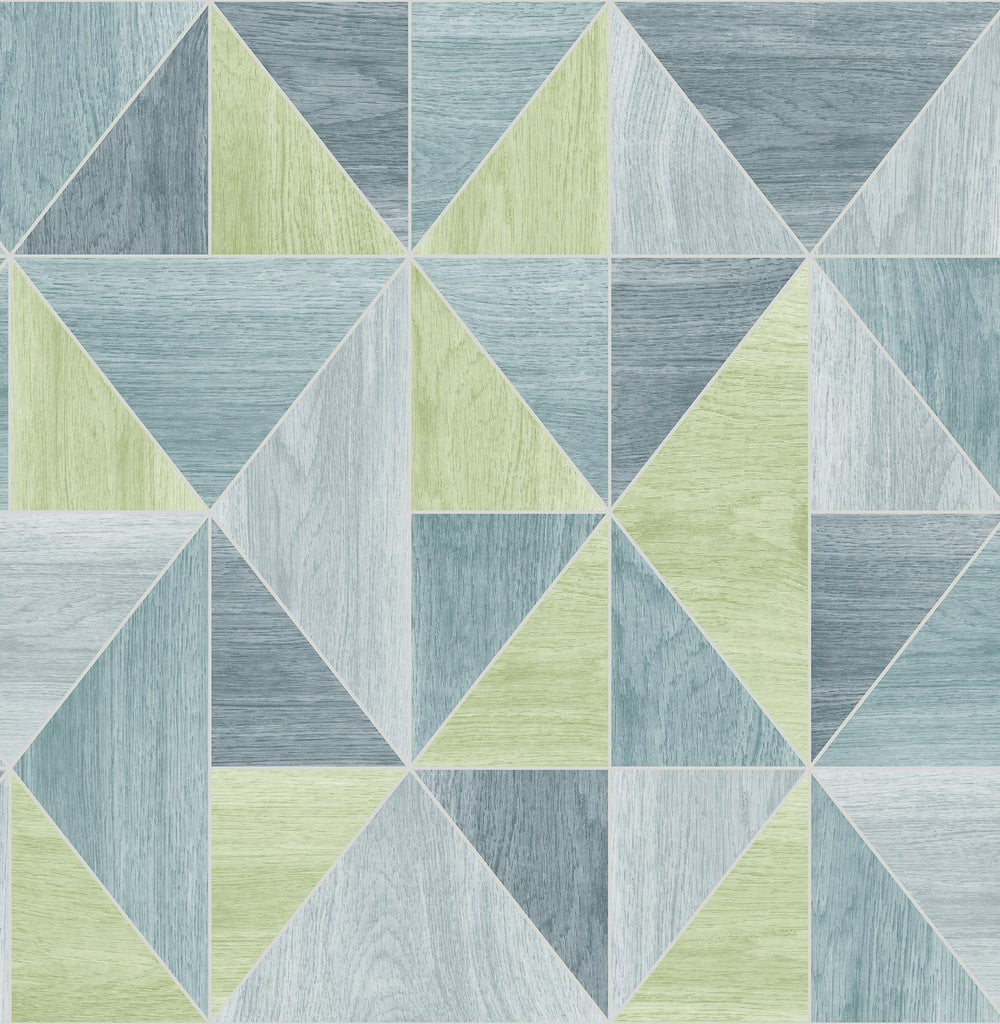 Brewster Home Fashions Simpson Blue Geometric Wood Wallpaper