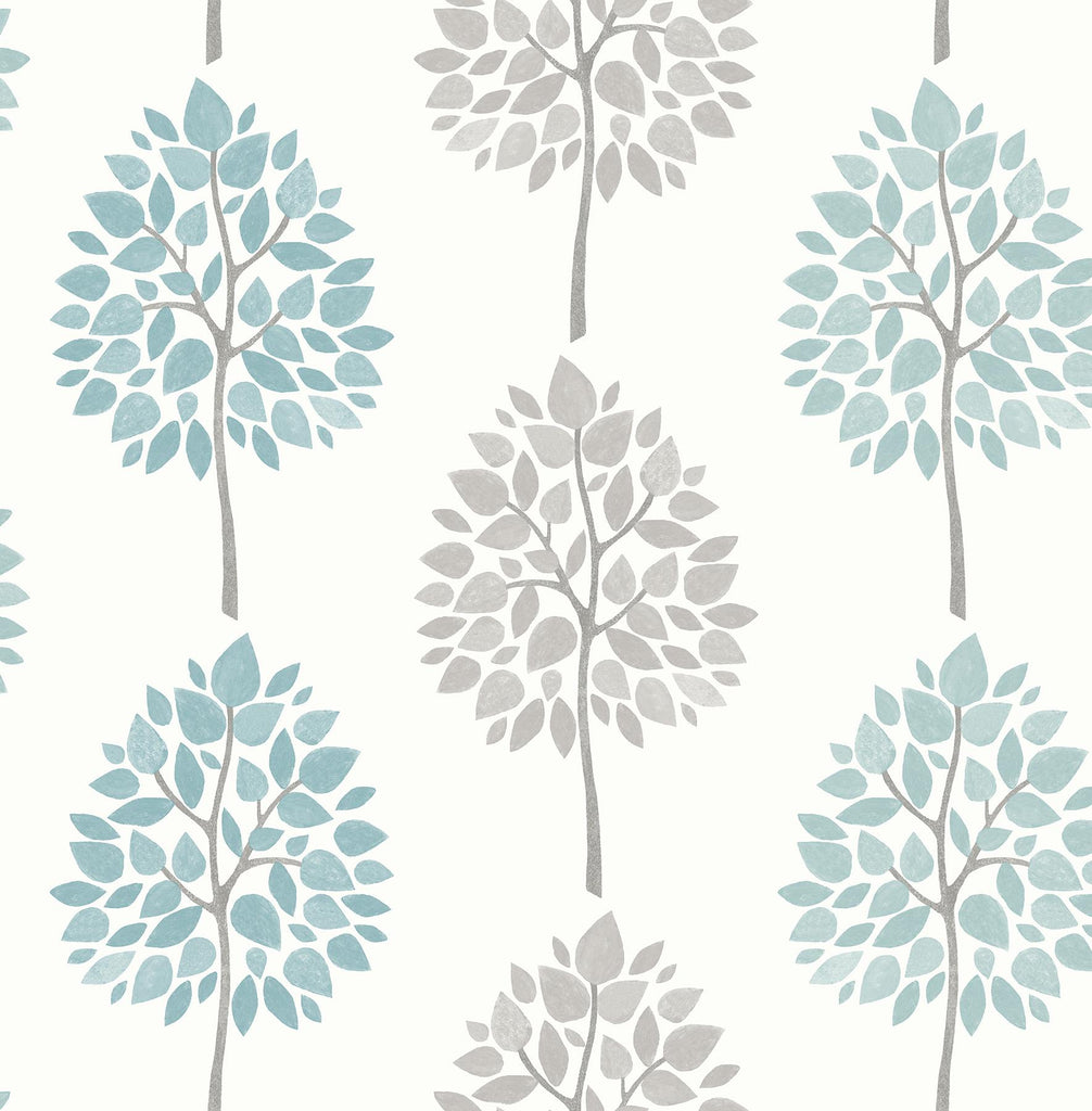 Brewster Home Fashions Saar Tree Aqua Wallpaper