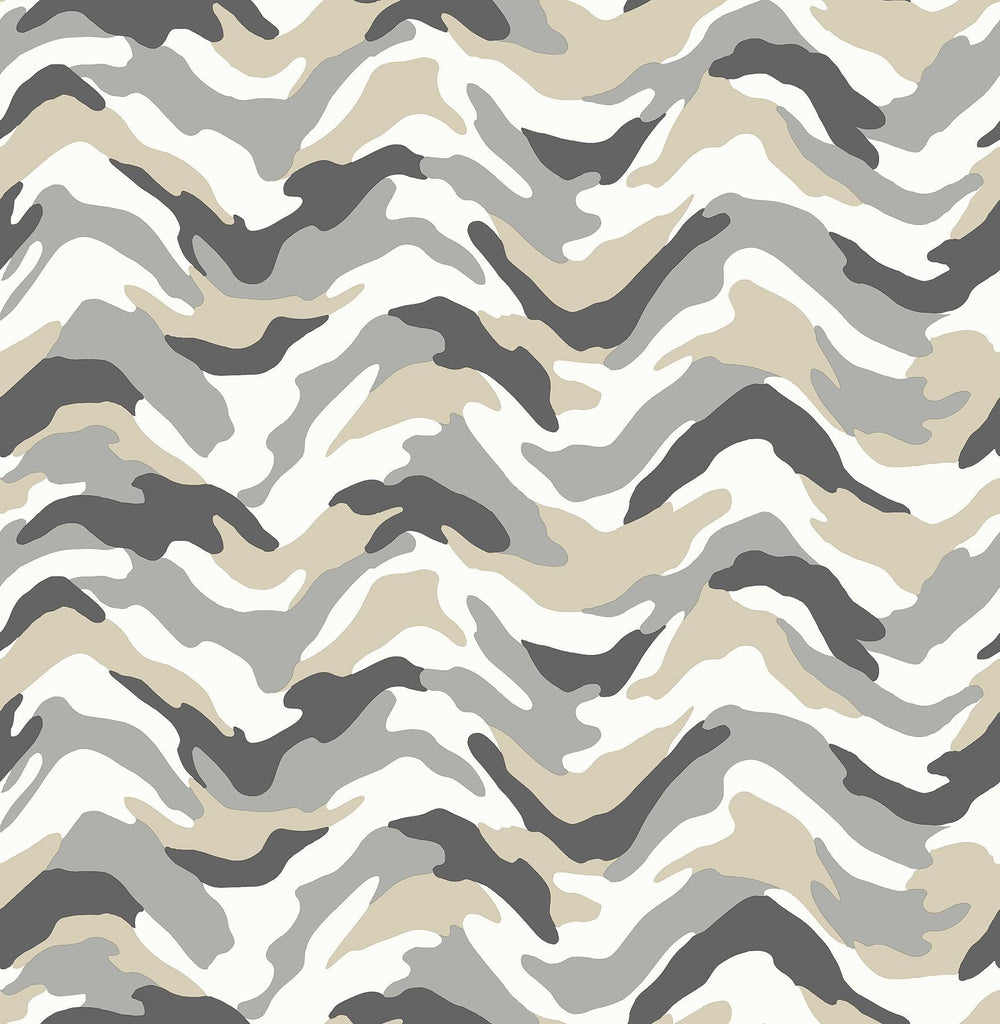 Brewster Home Fashions Stealth Grey Camo Wave Wallpaper