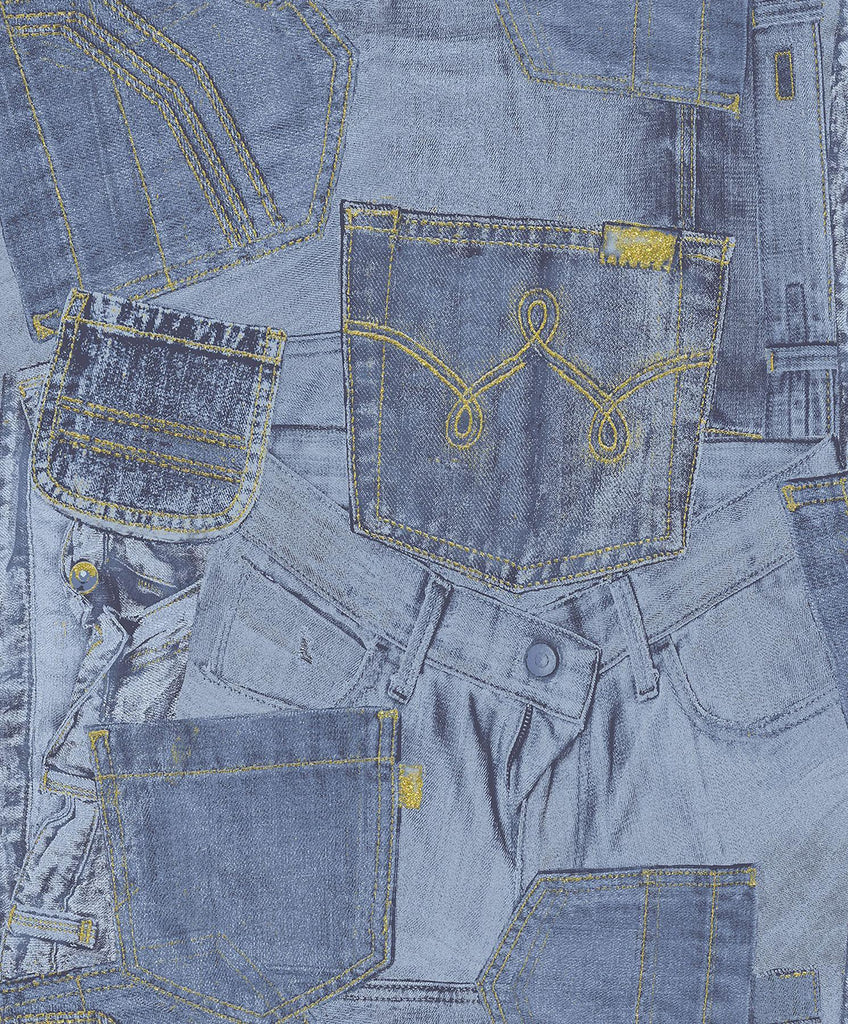 Brewster Home Fashions Inky Denim Jean Pocket Wallpaper