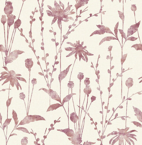 Brewster Home Fashions Aerides Magenta Meadow Wallpaper