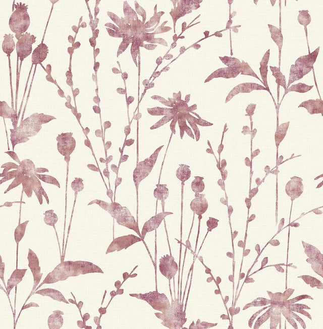 Brewster Home Fashions Aerides Magenta Meadow Wallpaper