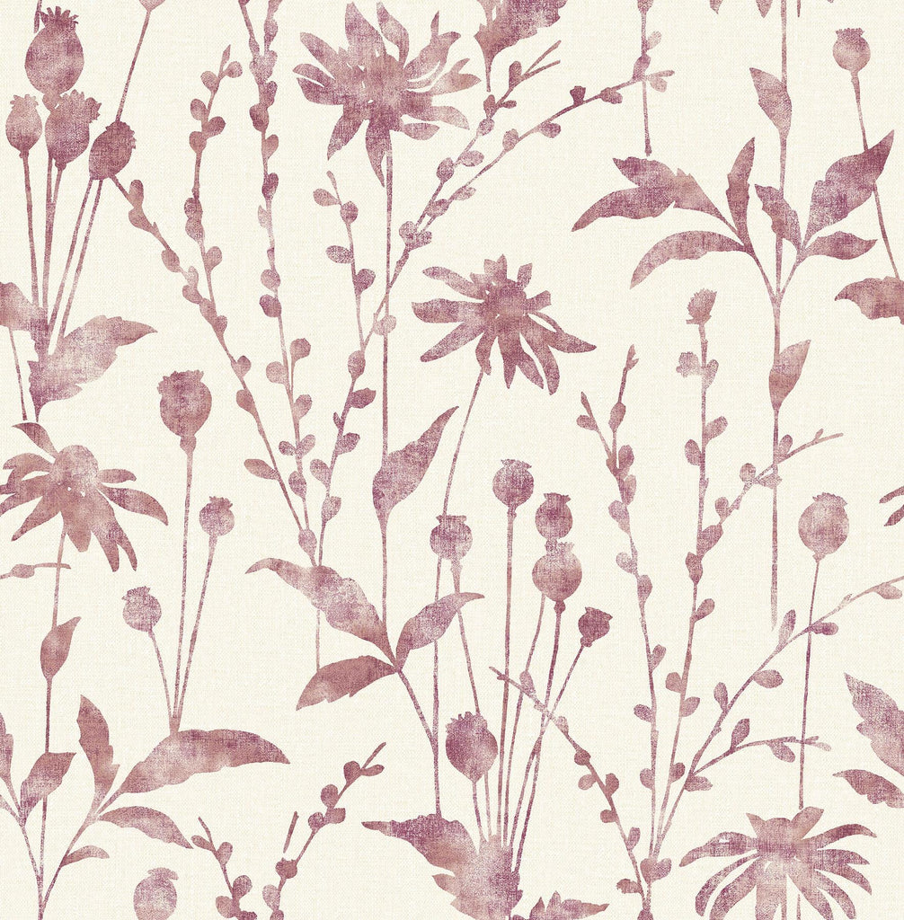 Brewster Home Fashions Aerides Magenta Meadow Wallpaper