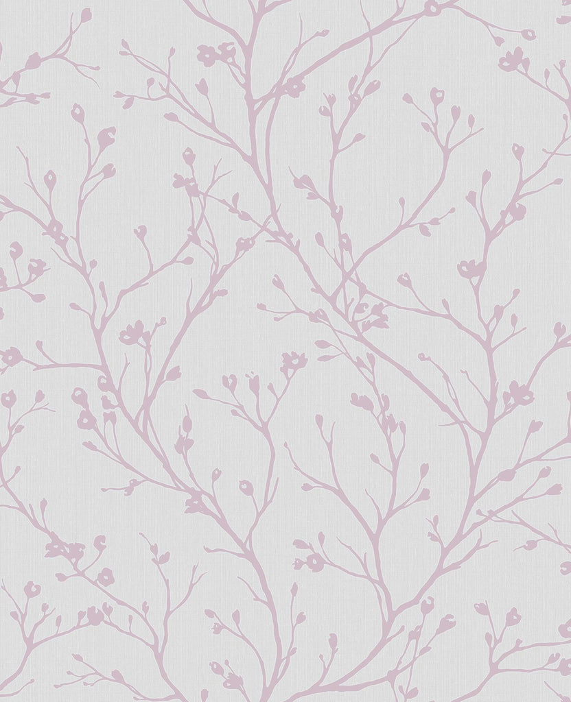 Brewster Home Fashions Orchis Flower Branches Lavender Wallpaper