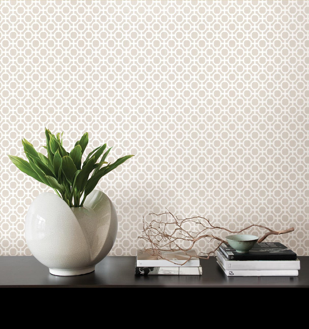 Brewster Home Fashions Beatrix Grey Modern Geometric Wallpaper