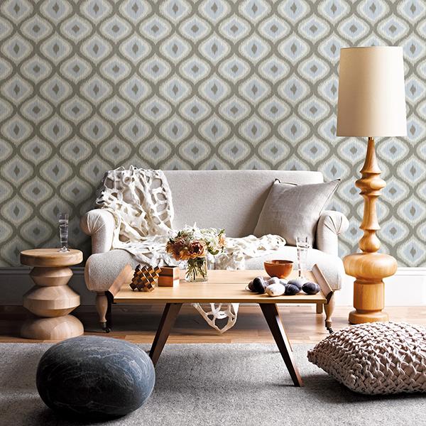 A-Street Prints Abra Grey Ogee Wallpaper