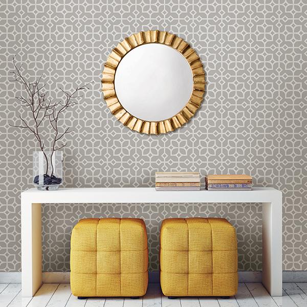 A-Street Prints Maze Light Grey Tile Wallpaper