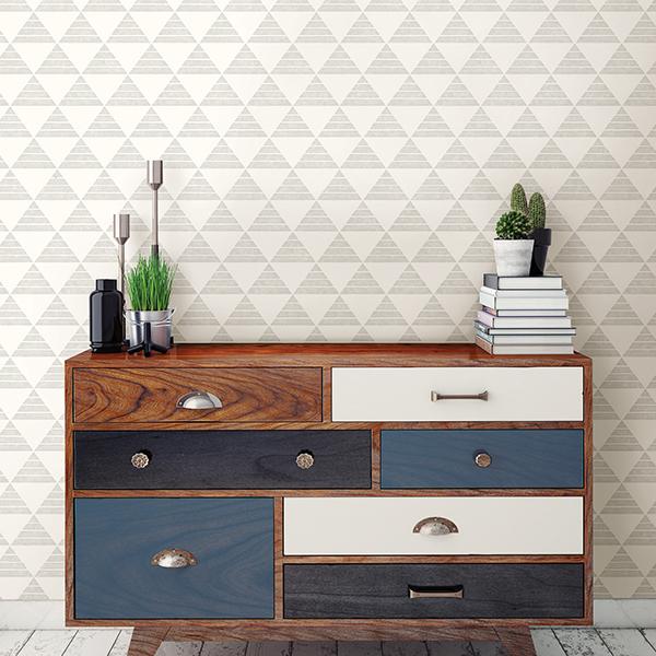 A-Street Prints Summit Light Grey Triangle Wallpaper