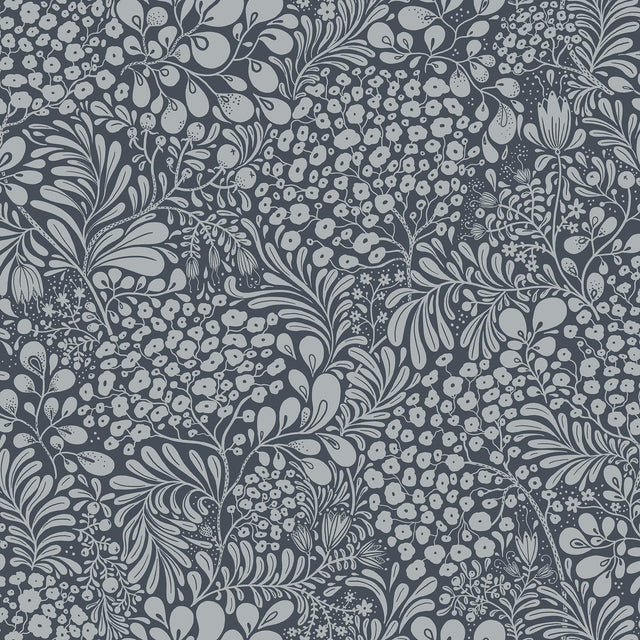 A-Street Prints Siv Dark Blue Botanical Wallpaper