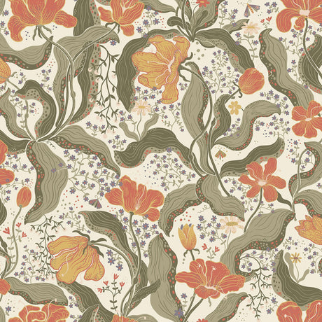 A-Street Prints Bodri Tulip Garden Dark Green Wallpaper