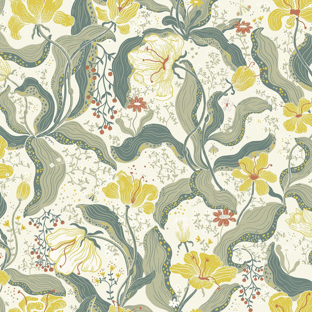 A-Street Prints Bodri Yellow Tulip Garden Wallpaper