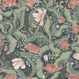 A-Street Prints Bodri Turquoise Tulip Garden Wallpaper