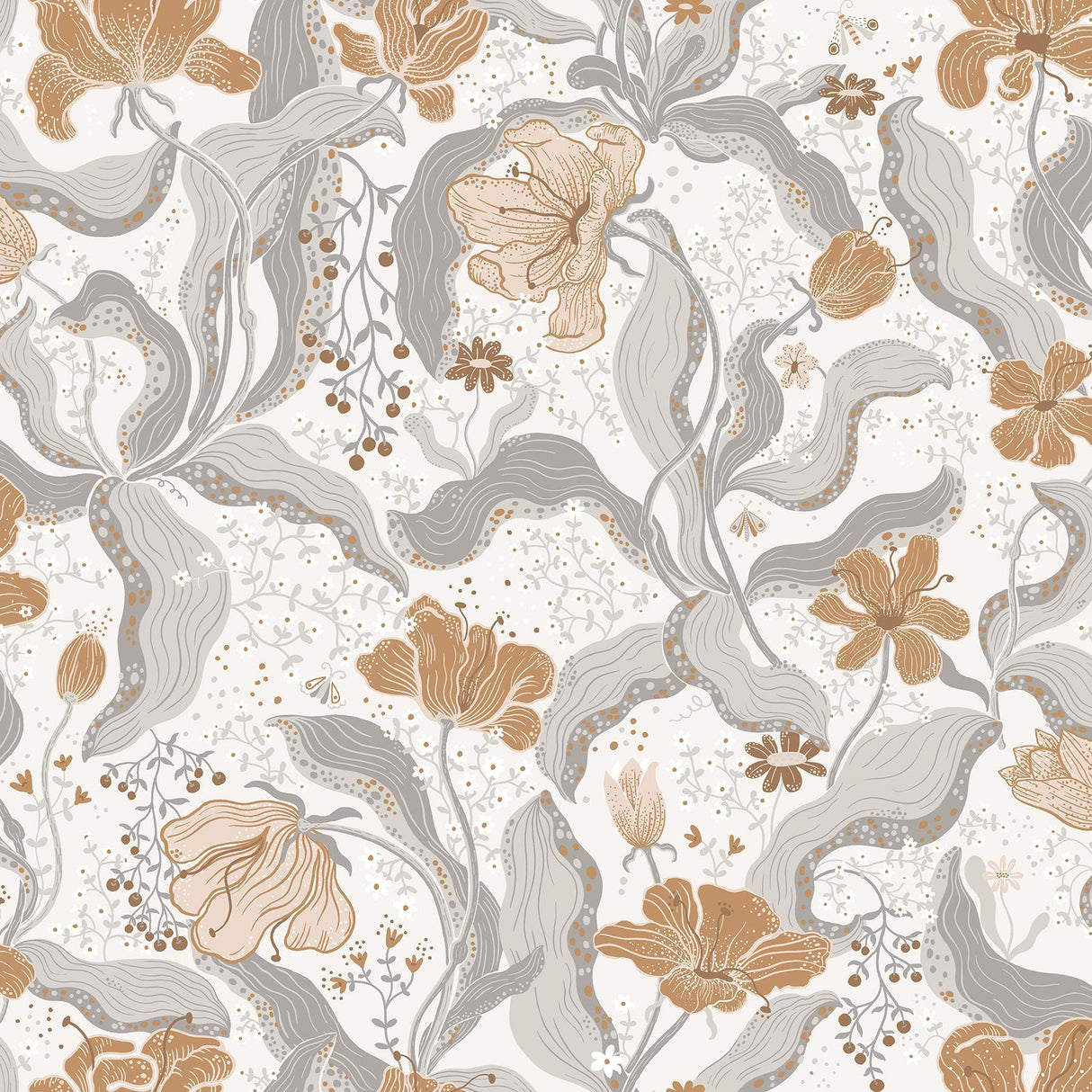 A-Street Prints Bodri Grey Tulip Garden Wallpaper