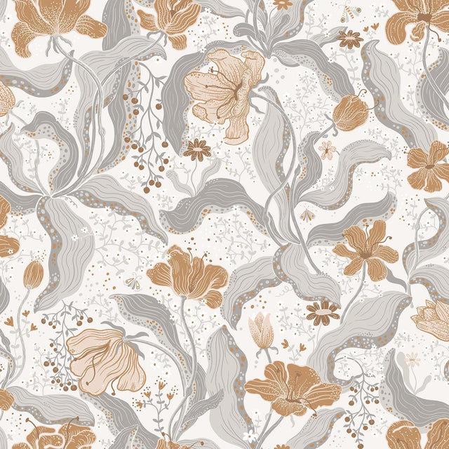 A-Street Prints Bodri Grey Tulip Garden Wallpaper