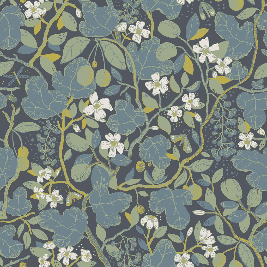 A-Street Prints Ewald Garden Vines Blue Wallpaper
