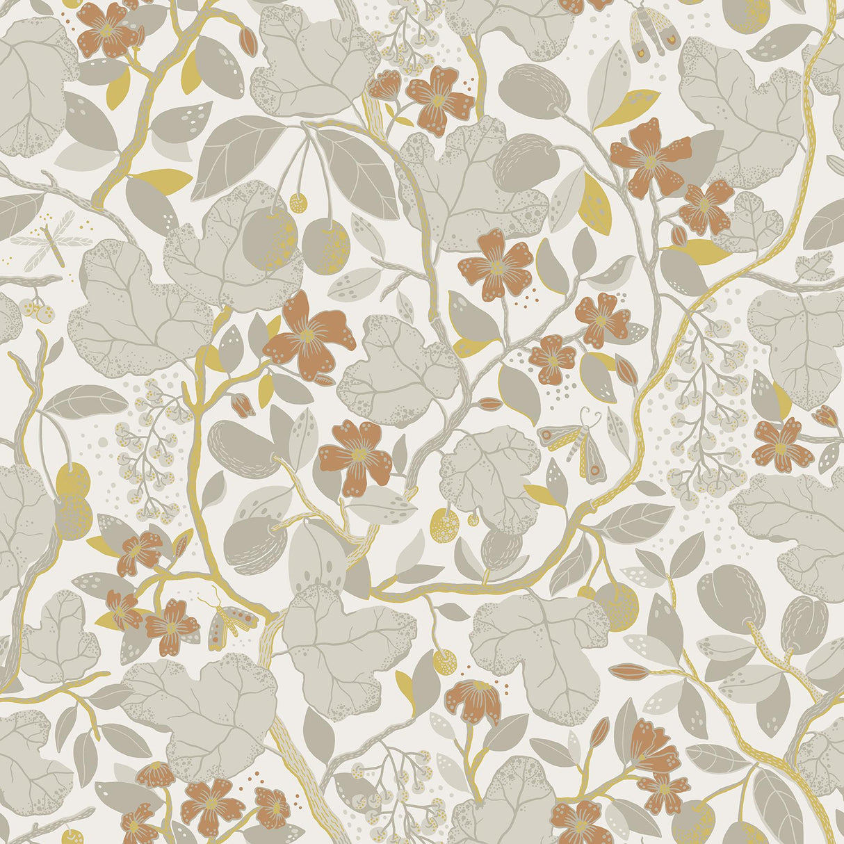A-Street Prints Ewald Garden Vines Grey Wallpaper