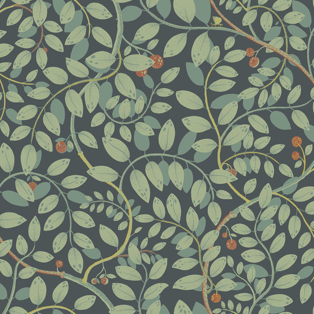 A-Street Prints Kirke Turquoise Leafy Vines Wallpaper