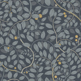 A-Street Prints Kirke Leafy Vines Blue Wallpaper