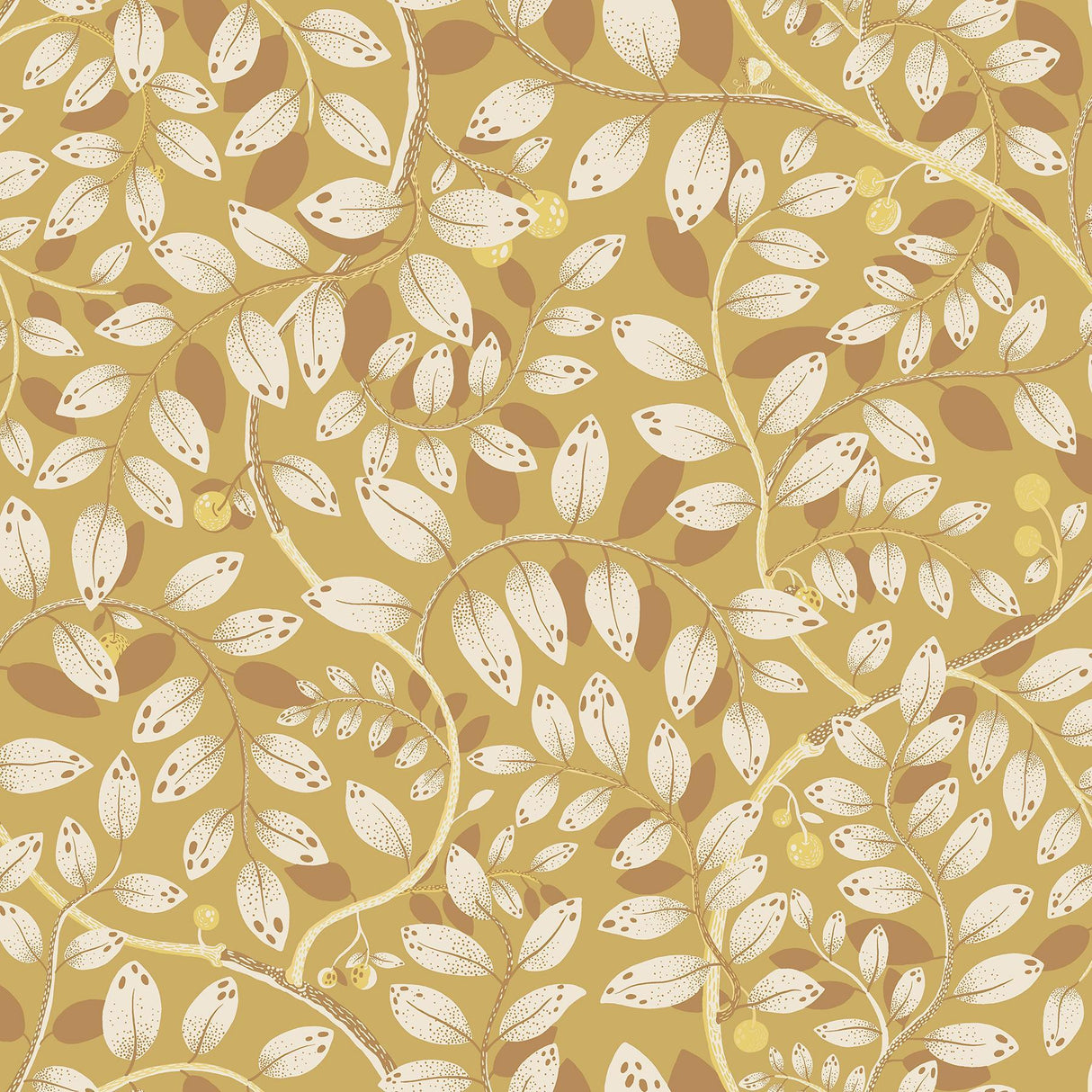 A-Street Prints Kirke Yellow Leafy Vines Wallpaper