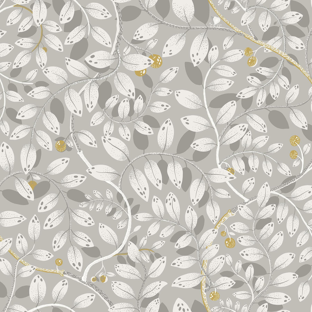 A-Street Prints Kirke Leafy Vines Grey Wallpaper