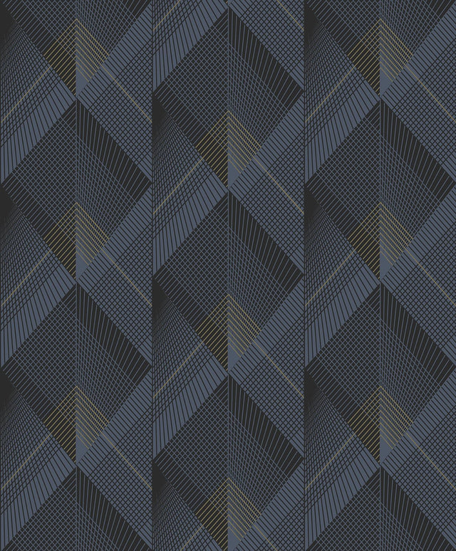 Brewster Home Fashions Raoul Navy Fanning Diamonds Wallpaper