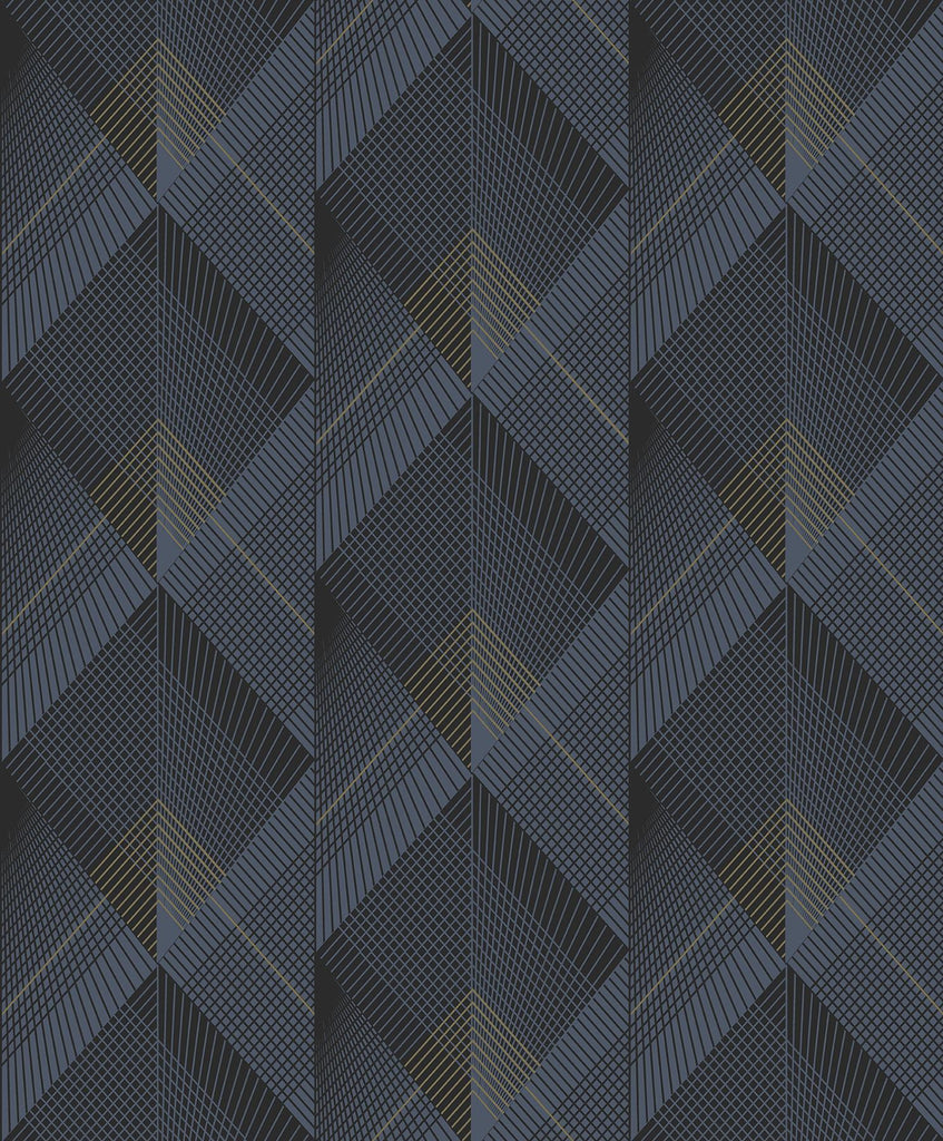 Brewster Home Fashions Raoul Navy Fanning Diamonds Wallpaper
