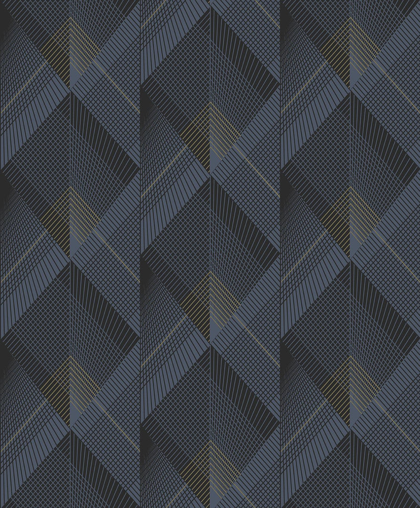 Brewster Home Fashions Raoul Fanning Diamonds Navy Wallpaper