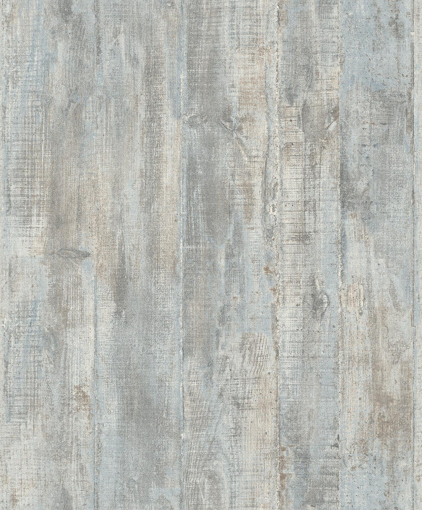 Brewster Home Fashions Huck Weathered Wood Plank Light Blue Wallpaper