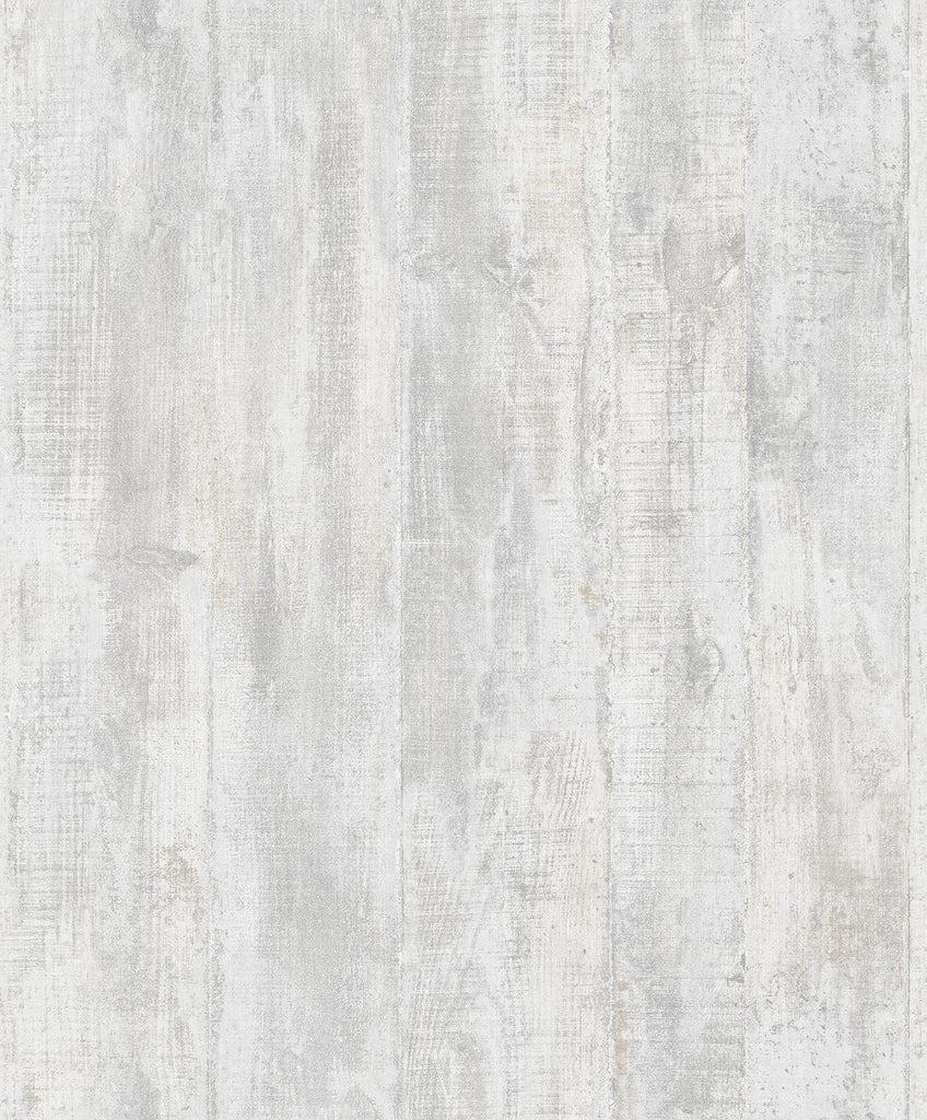Brewster Home Fashions Huck Weathered Wood Plank Light Grey Wallpaper