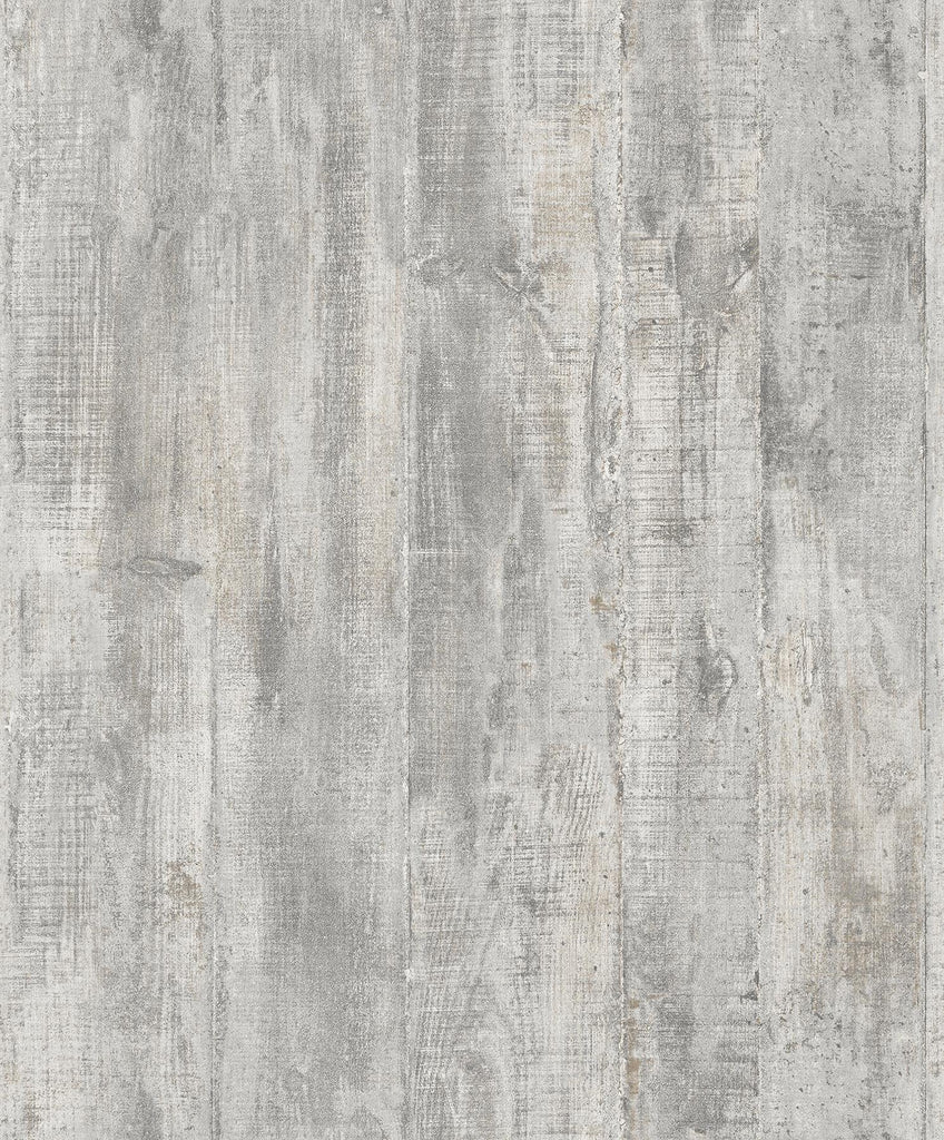Brewster Home Fashions Huck Weathered Wood Plank Grey Wallpaper