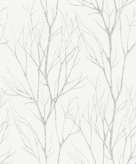 Brewster Home Fashions Diani White Metallic Tree Wallpaper