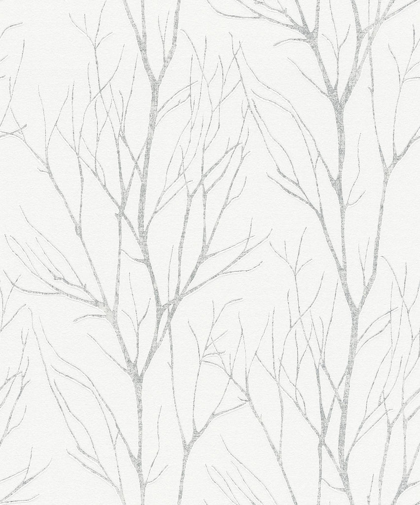 Brewster Home Fashions Diani White Metallic Tree Wallpaper