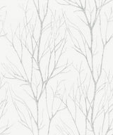 Brewster Home Fashions Diani Metallic Tree White Wallpaper