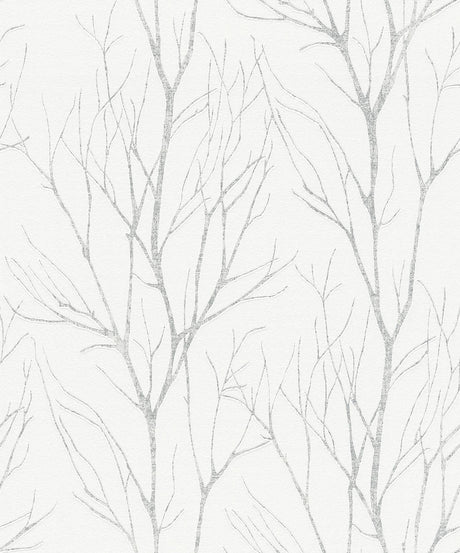 Brewster Home Fashions Diani Metallic Tree White Wallpaper
