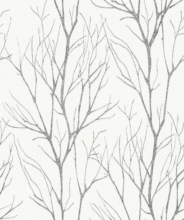 Brewster Home Fashions Diani Charcoal Metallic Tree Wallpaper