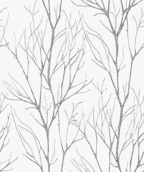 Brewster Home Fashions Diani Metallic Tree Charcoal Wallpaper