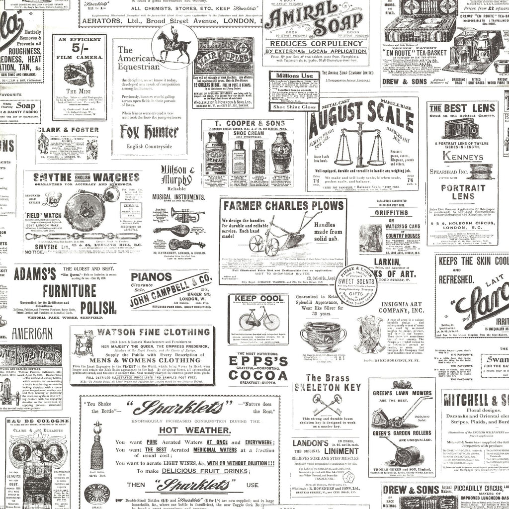 Brewster Home Fashions Adamstown Vintage Newspaper Ivory Wallpaper