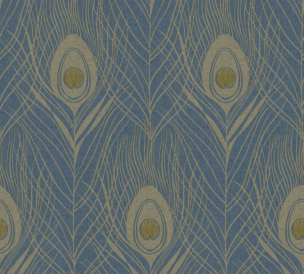 Brewster Home Fashions Prosperity Blue Feather Wallpaper