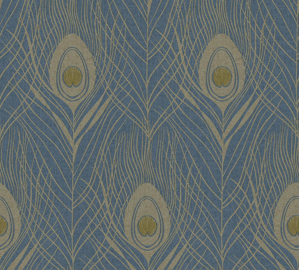 Brewster Home Fashions Prosperity Feather Blue Wallpaper