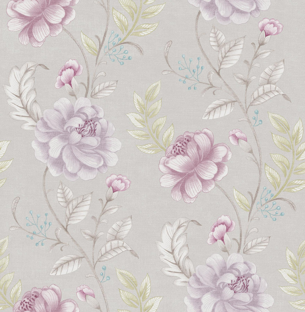 Brewster Home Fashions Summer Palace Amethyst Floral Trail Wallpaper