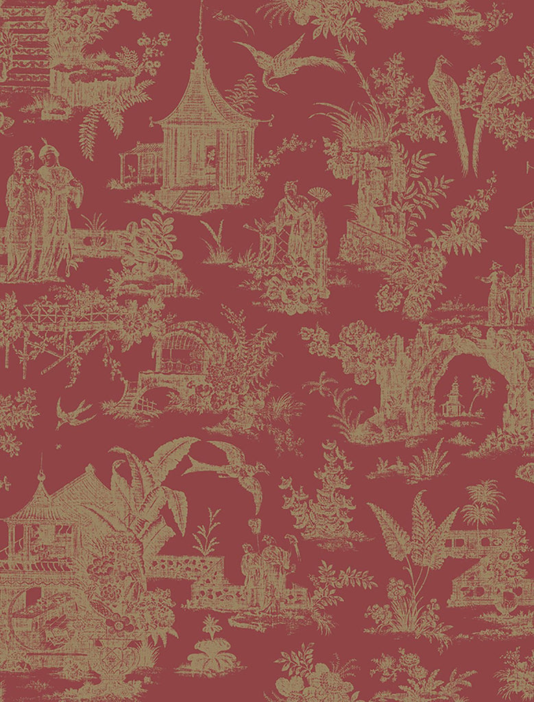 Brewster Home Fashions Zen Garden Red Toile Wallpaper