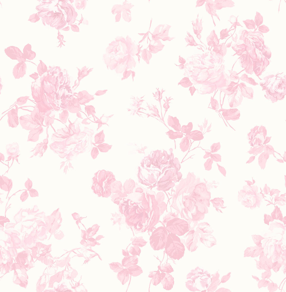 A-Street Prints Everblooming Rosettes Jam Cabbage Rose Bouquets Pink Wallpaper