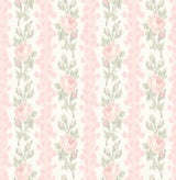 A-Street Prints Blooming Heirloom Marie Rose Stripe Pink Wallpaper