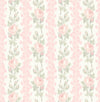 A-Street Prints Blooming Heirloom Marie Pink Rose Stripe Wallpaper