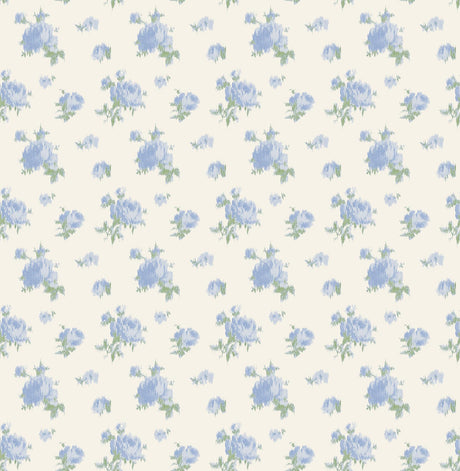 A-Street Prints Ikat Rose Small Print Blue Wallpaper