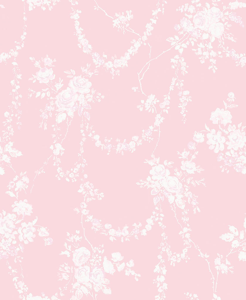 A-Street Prints Chandelier Gates Easter Floral Drape Pink Wallpaper