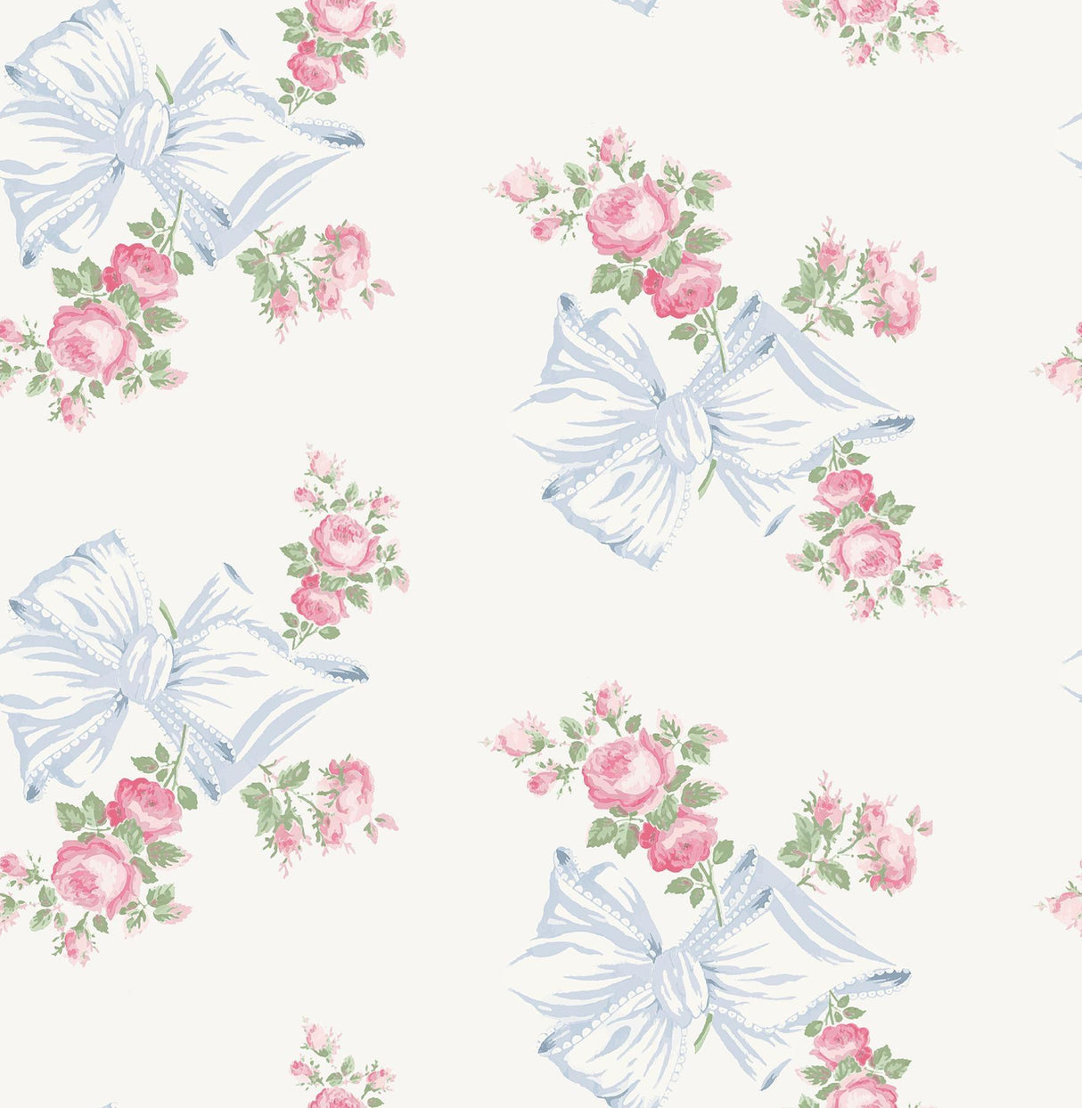 A-Street Prints Rosa Beaux Pastel Blue Large Bow Spot Wallpaper